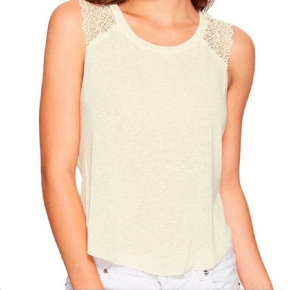 Free People Yellow Lace Open Back Tank Top XS